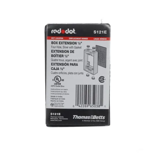 BOX EXTENSION 1G ALUMINUM 4 HOLE 1/2"