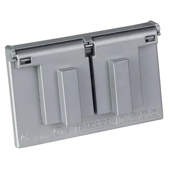 COVER RAINTIGHT 1G ZINC HORIZONTAL DUPLEX RECEPT SILVER