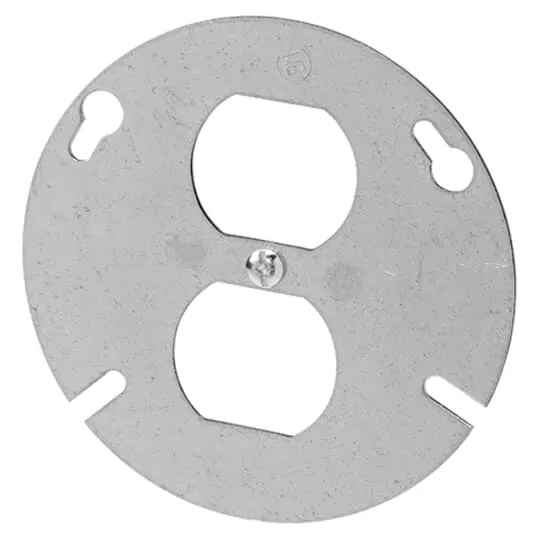 COVER METAL ROUND 4" FLAT FOR 1-DUPLEX RECEPTACLE