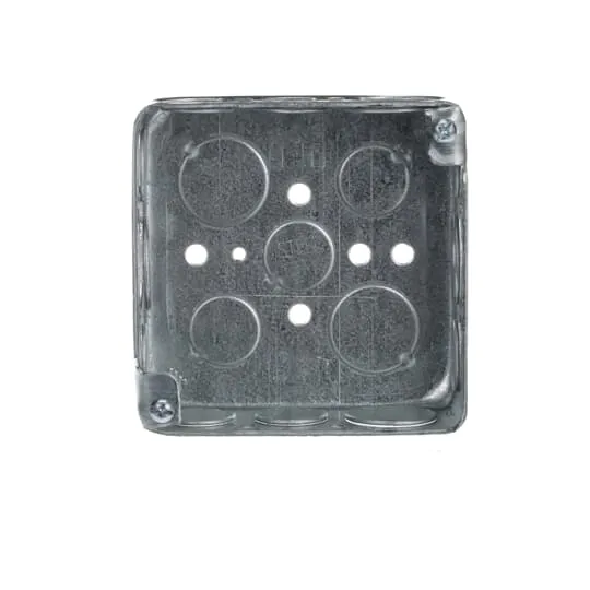 BOX METAL SQUARE 4X 4X 1-1/2"D WITH 1/2 & 3/4" KO