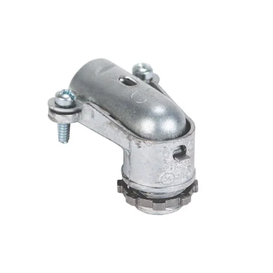 CONNECTOR BX/FLEX 1/2" 90D 2-SCREW ZINC