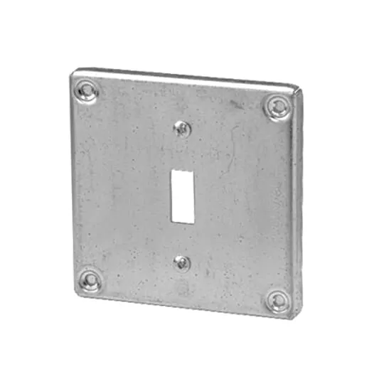 COVER METAL SQUARE 4" 3/8" RAISED FOR 1-TOGGLE SWITCH