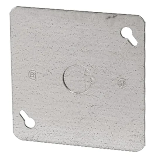 COVER METAL SQUARE 4" FLAT WITH 1/2" CONDUIT KNOCKOUT