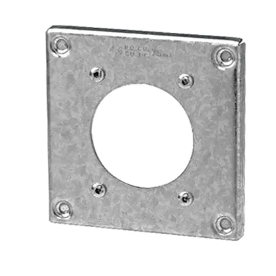 COVER METAL SQUARE 4" 3/8" RAISED FOR 30A RECEP 2-9/64"D