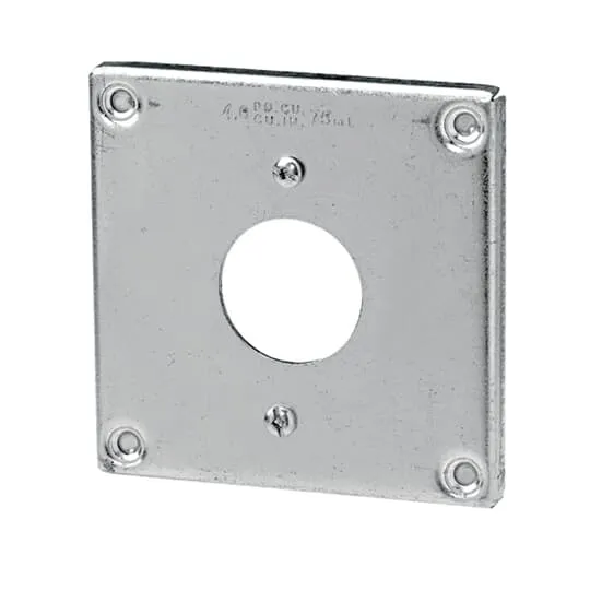 COVER METAL SQUARE 4" 3/8" RAISED F.15A SGLE REC 1-13/32"