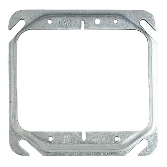 ABB - COVER METAL 2G 1/4" RAISED FOR 4" SQUARE BOX
