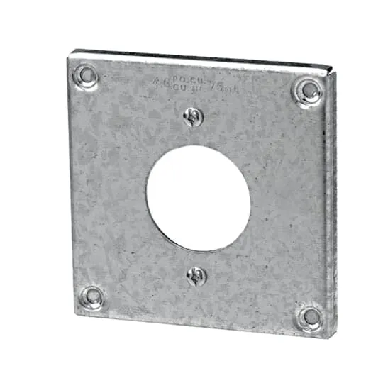 COVER METAL SQUARE 4" 3/8" RAISED F.20/30A RECEP 1-19/32"