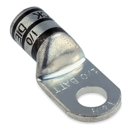 LUG COMPRESSION #1/0 COPPER WIRE 3/8" HOLE BLACK