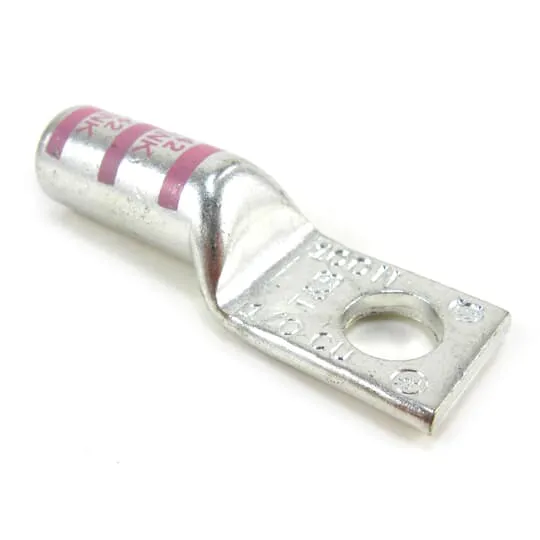 LUG COMPRESSION LONG BARREL #1/0 COPPER 3/8" HOLE PINK