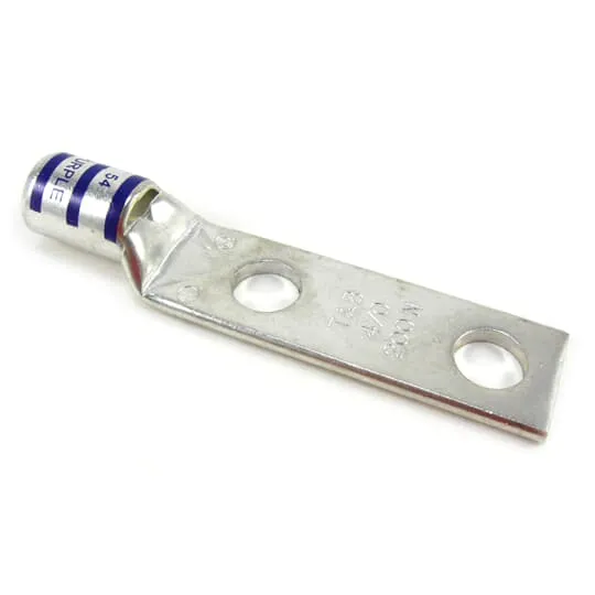 LUG COMPRESSION #4/0 COPPER WIRE 2-HOLE 3/8" PURPLE
