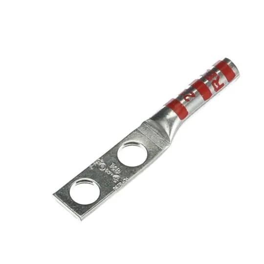 LUG COMPRESSION #8 COPPER WIRE 2-HOLE 1/4" RED