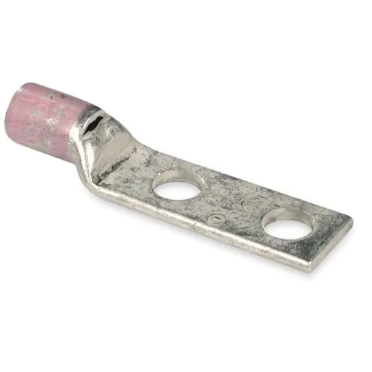 LUG COMPRESSION #1/0 COPPER WIRE 2-HOLE 3/8" PINK