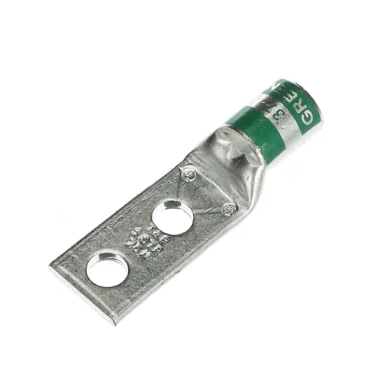 LUG COMPRESSION #1 COPPER WIRE 2-HOLE 1/4" GREEN