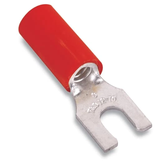 TERMINAL FORK NYLON #22-16 WIRE #6 HOLE 100/PK RED