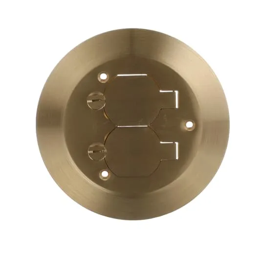 PLATE COVER 1-PIECE DUPLEX RECEP 5-3/4"D FLOOR BOX BRASS