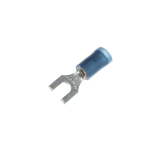 TERMINAL FORK NYLON #18-14 WIRE #6 HOLE 100/PK BLUE