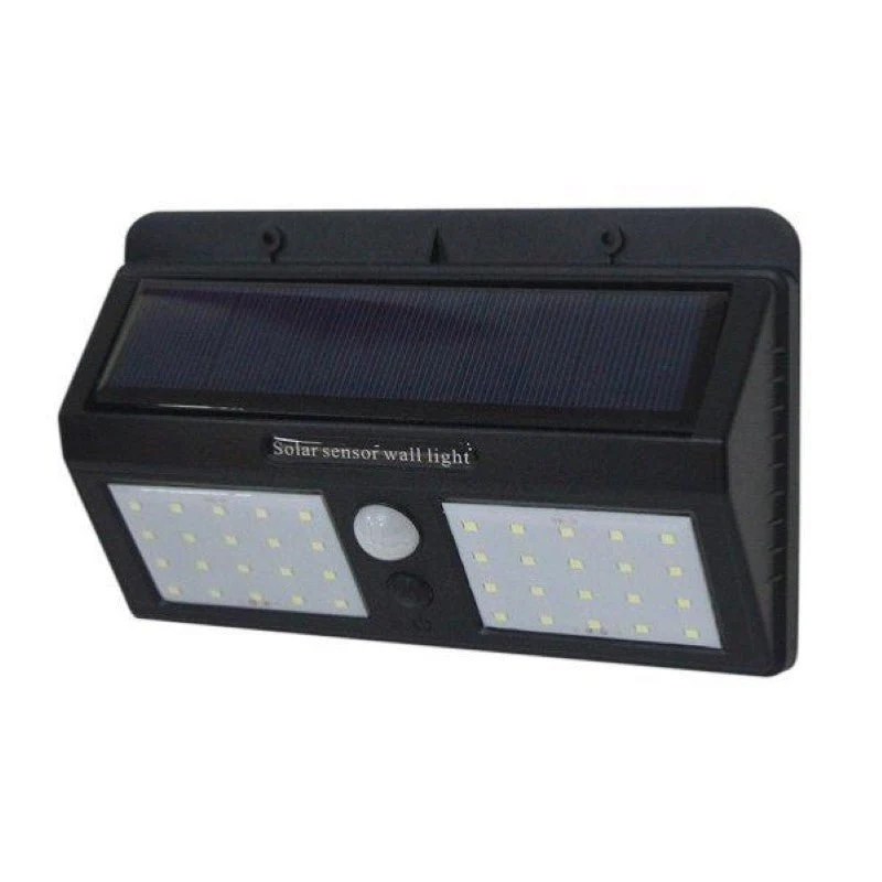 Applique Murale Solaire LED Noire 1.5W IP54 avec Détecteur de Mouvement