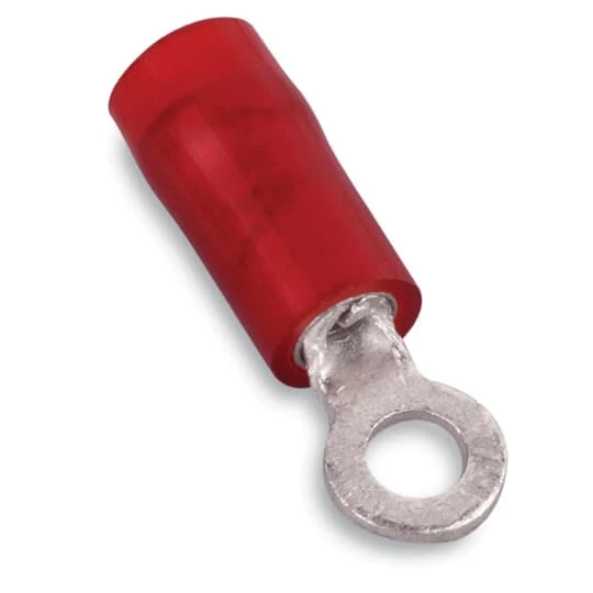 TERMINAL RING NYLON #22-16 WIRE #6 HOLE 100/PK RED