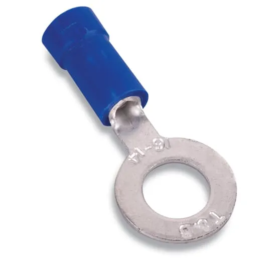 TERMINAL RING VINYL #18-14 WIRE 1/4" HOLE BLUE