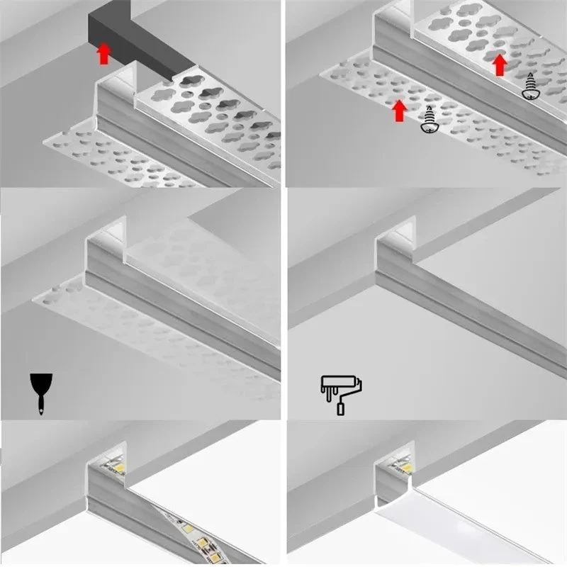 Profilé Aluminium encastrable 1m pour Ruban LED Couvercle Blanc Opaque