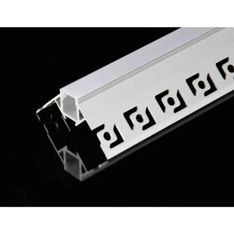 Profilé Aluminium encastré angulaire 1m pour Ruban LED Couvercle Blanc Opaque
