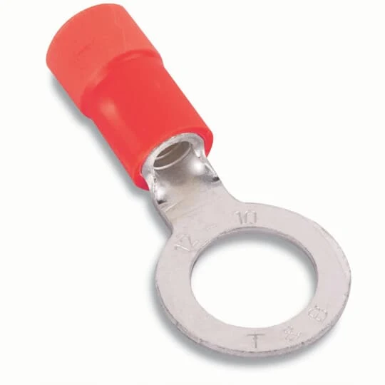 TERMINAL RING VINYL #22-16 WIRE 1/4" HOLE RED