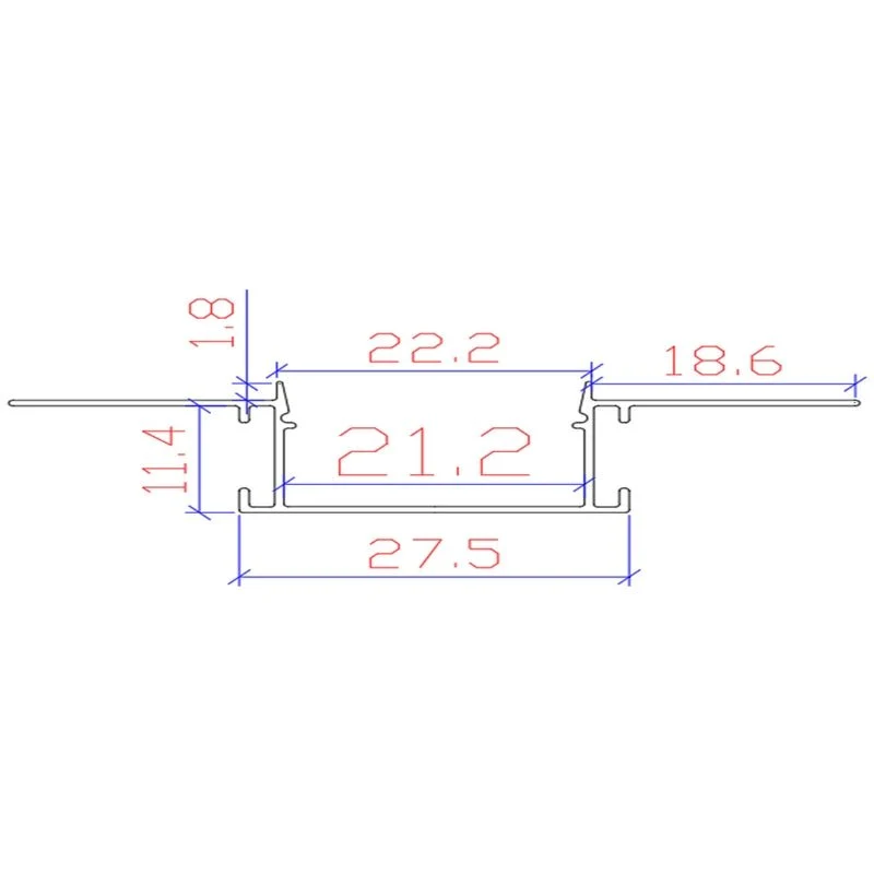Profilé Aluminium encastré 1m pour Ruban LED Double Couvercle Blanc Opaque