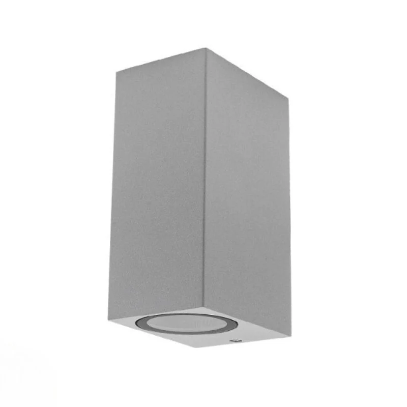 Applique Murale Argent LED Carrée IP44 double faisceau GU10