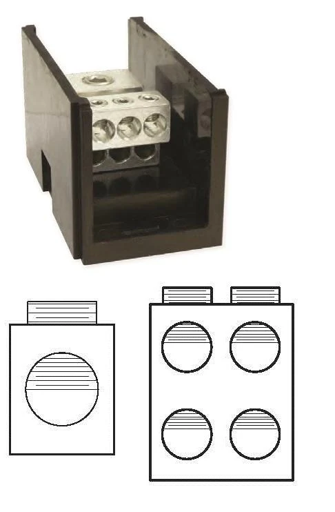 POWER DISTRIBUTION BLOCK INPUT #2/0-14 4 OUTLETS #4-14
