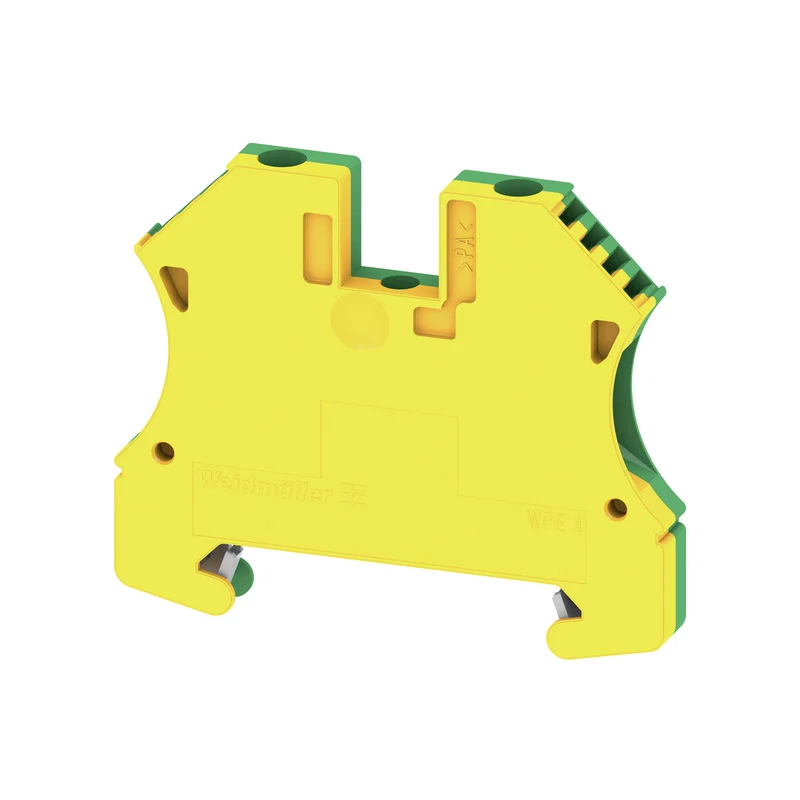PE terminal, Screw connection, Green/yellow, 4 mm², 800 V, Connections: 2, Levels: 1, TS 35, V-0, Wemid