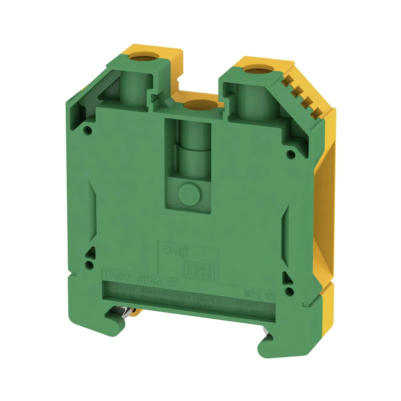 PE terminal, Screw connection, Green/yellow, 35 mm², 800 V, Connections: 2, Levels: 1, TS 35, V-0, Wemid