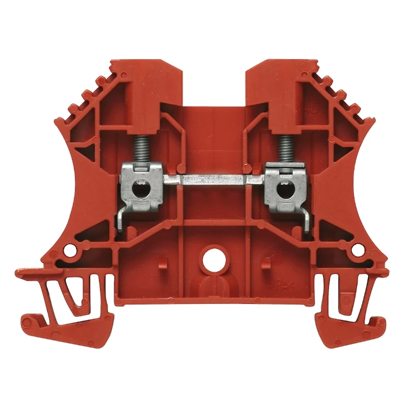 Feed-through terminal block, Screw connection, red, 2.5 mm², 24 A, 800 V, Connections: 2, Levels: 1, TS 35, V-0, Wemid, 130 °C