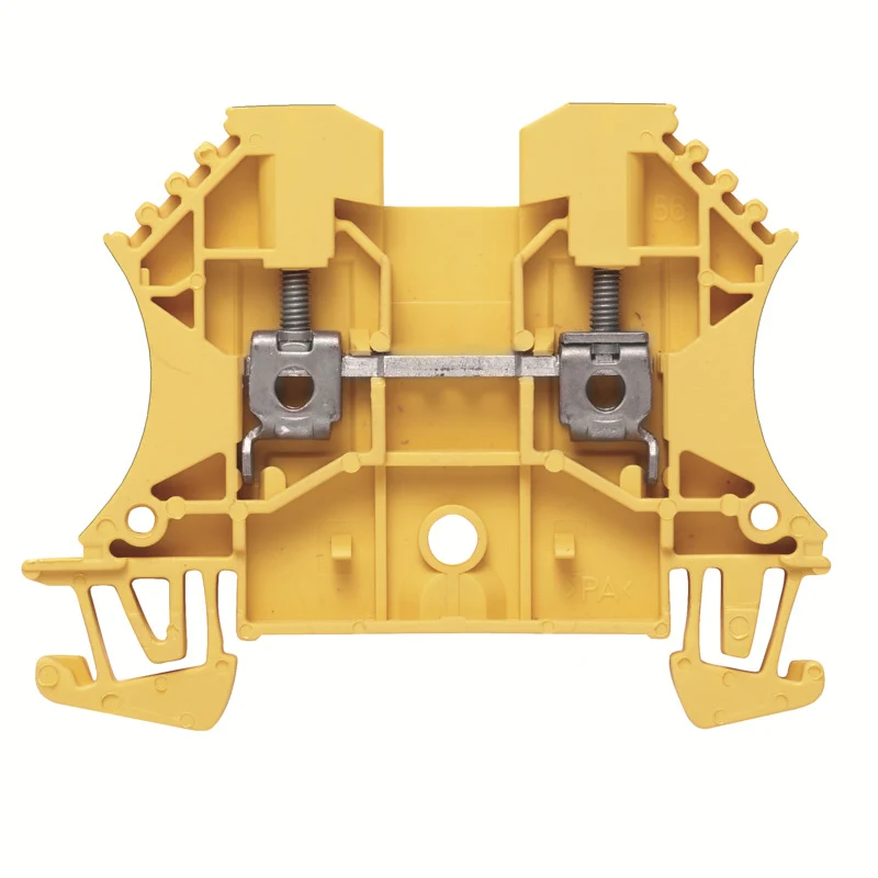 Feed-through terminal block, Screw connection, yellow, 2.5 mm², 24 A, 800 V, Connections: 2, Levels: 1, TS 35, V-0, Wemid, 130 °C