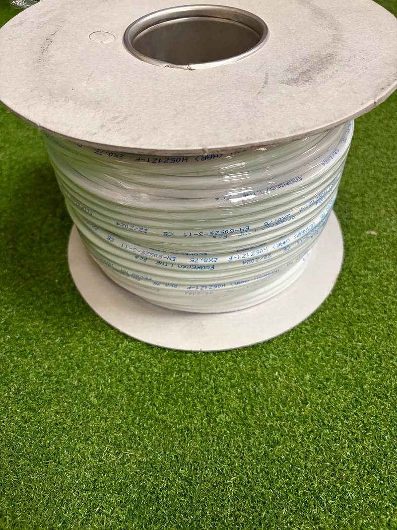 2 Core 0.75sqmm White LSZH Straight Power Cable