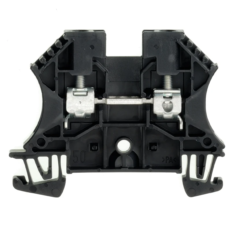 Feed-through terminal block, Screw connection, black, 4 mm², 32 A, 800 V, Connections: 2, Levels: 1, TS 35, V-0, Wemid, 130 °C