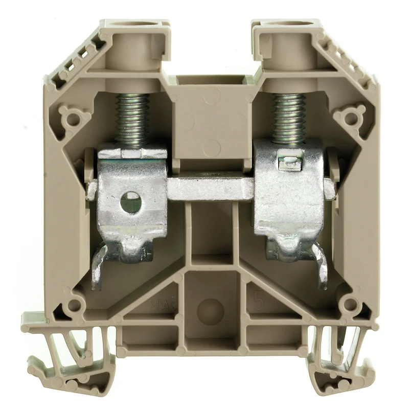 Feed-through terminal block, Screw connection, dark beige, 35 mm², 125 A, 1000 V, Connections: 2, Levels: 1, TS 35, V-0, Wemid, 130 °C
