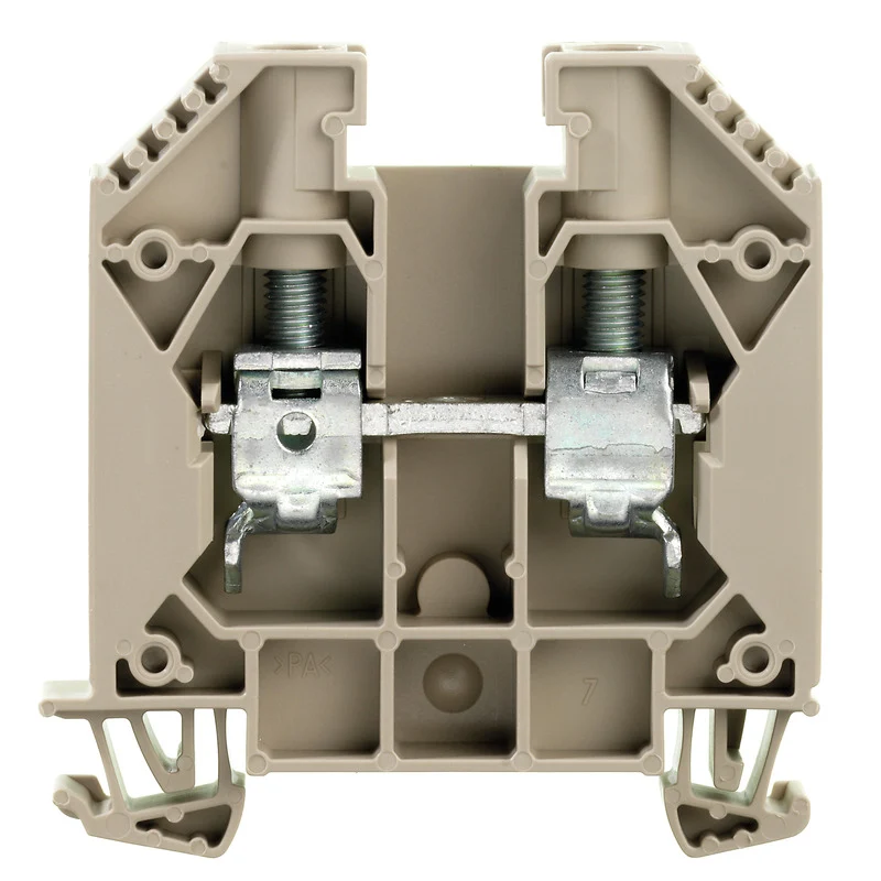 Feed-through terminal block, Screw connection, dark beige, 16 mm², 76 A, 1000 V, Connections: 2, Levels: 1, TS 35, V-0, Wemid, 130 °C