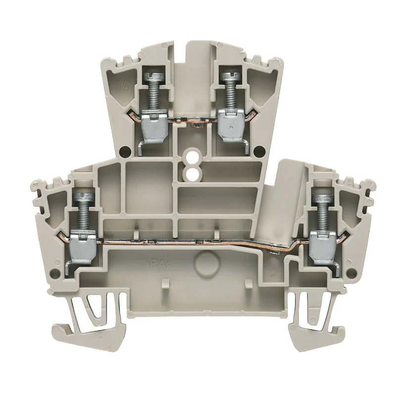 Multi-tier modular terminal, Screw connection, dark beige, 2.5 mm², 400 V, 400 V, Connections: 4, Levels: 2, TS 35, V-0, Wemid