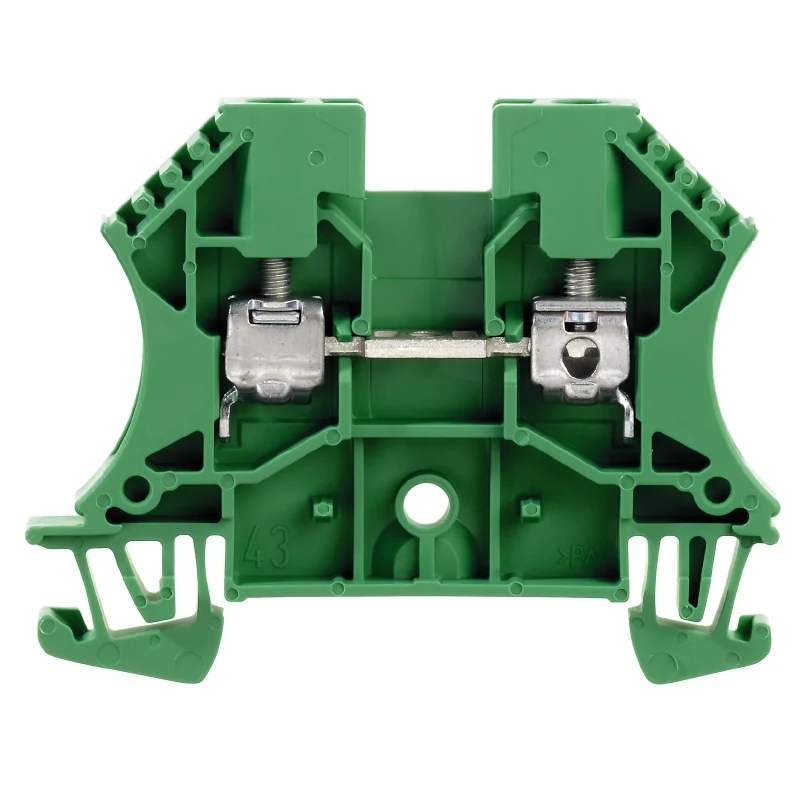 Feed-through terminal block, Screw connection, green, 4 mm², 32 A, 800 V, Connections: 2, Levels: 1, TS 35, V-0, Wemid, 130 °C