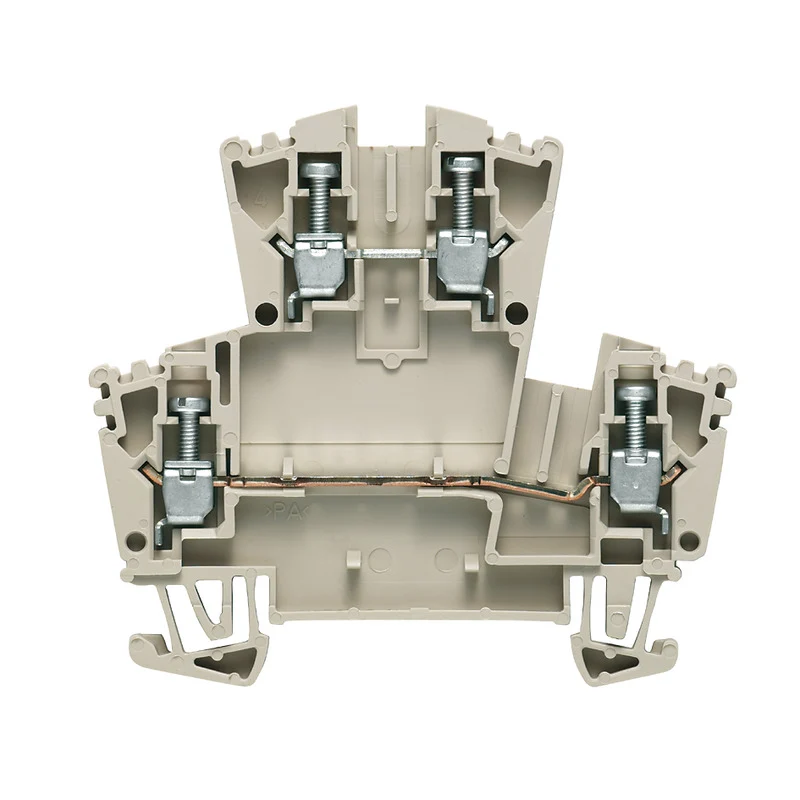 Multi-tier modular terminal, Screw connection, dark beige, 2.5 mm², 400 V, 400 V, Connections: 4, Levels: 2, TS 35, V-0, Wemid