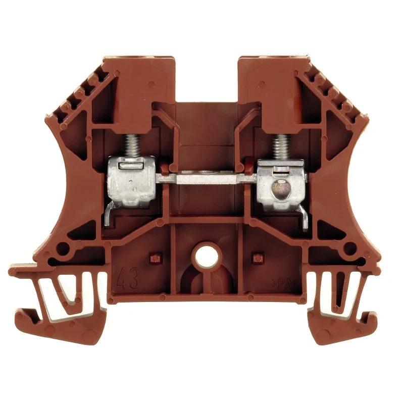Feed-through terminal block, Screw connection, brown, 4 mm², 32 A, 800 V, Connections: 2, Levels: 1, TS 35, V-0, Wemid, 130 °C