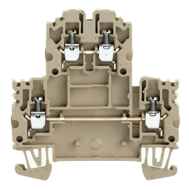 Multi-tier modular terminal, Screw connection, dark beige, 2.5 mm², 800 V, 800 V, Connections: 4, Levels: 2, TS 35, V-0, Wemid