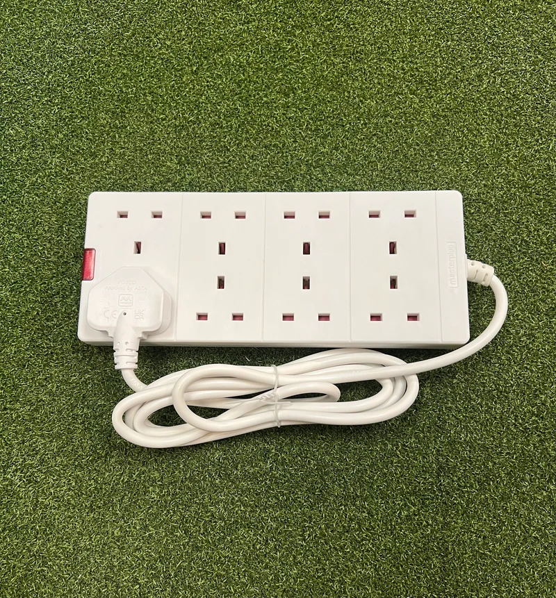 8-Way, 2m Straight Extension Lead in White