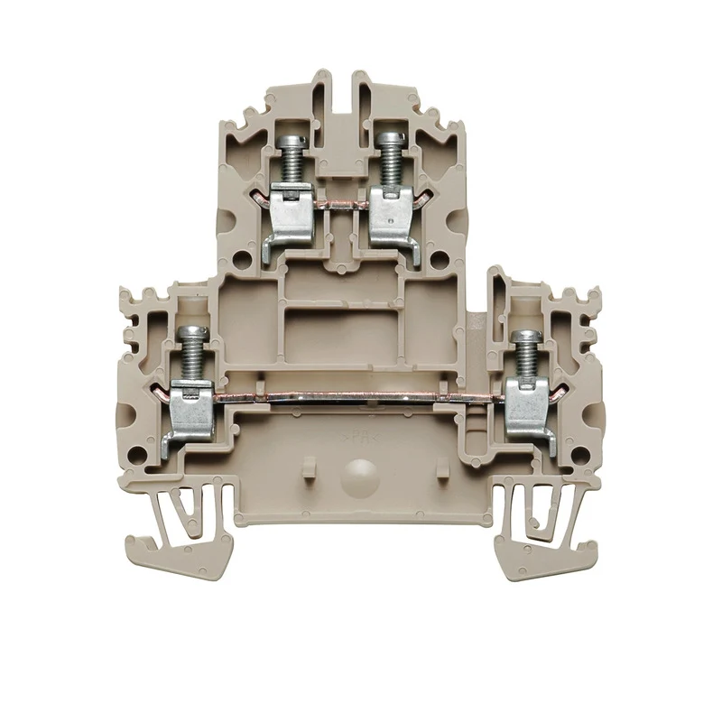 Multi-tier modular terminal, Screw connection, dark beige, 4 mm², 800 V, 400 V, Connections: 4, Levels: 2, TS 35, V-0, Wemid
