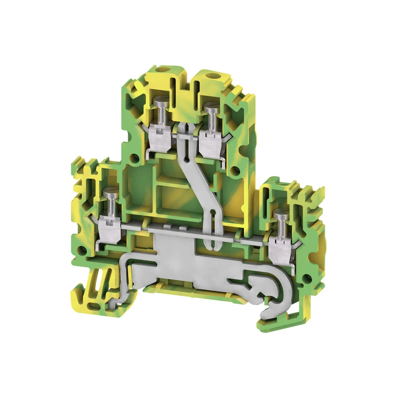 Multi-tier PE terminal, Screw connection, Green/yellow, 2.5 mm², 800 V, Connections: 4, Levels: 2, TS 35, V-0, Wemid
