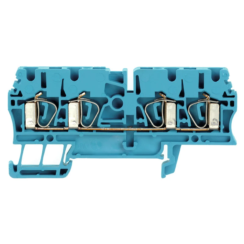 Feed-through terminal block, Tension-clamp connection, blue, 2.5 mm², 24 A, 800 V, Connections: 4, Levels: 1, TS 35, V-0, Wemid, 120 °C