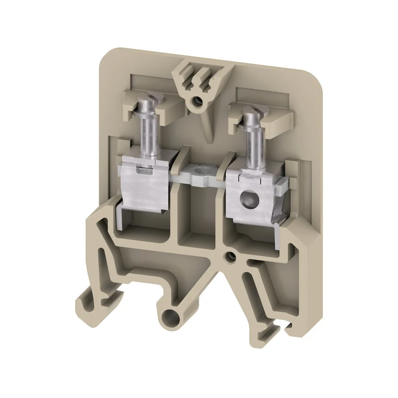 Feed-through terminal block, Screw connection, beige, 10 mm², 57 A, 600 V, Connections: 2, Levels: 1, TS 35, TS 32, V-0, Wemid, 130 °C