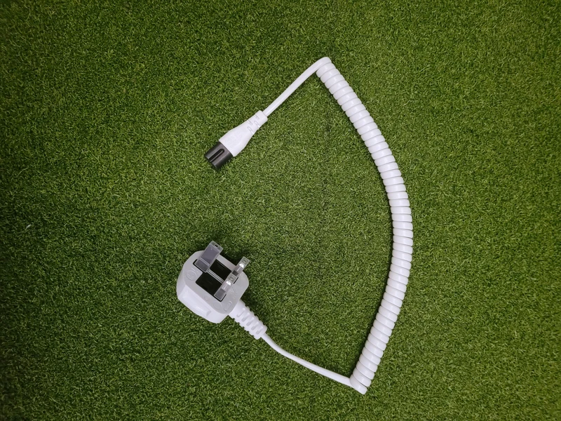 UK Mains Plug with 3A Fuse to 'Figure 8' (C7) Coiled Mains Lead in White
