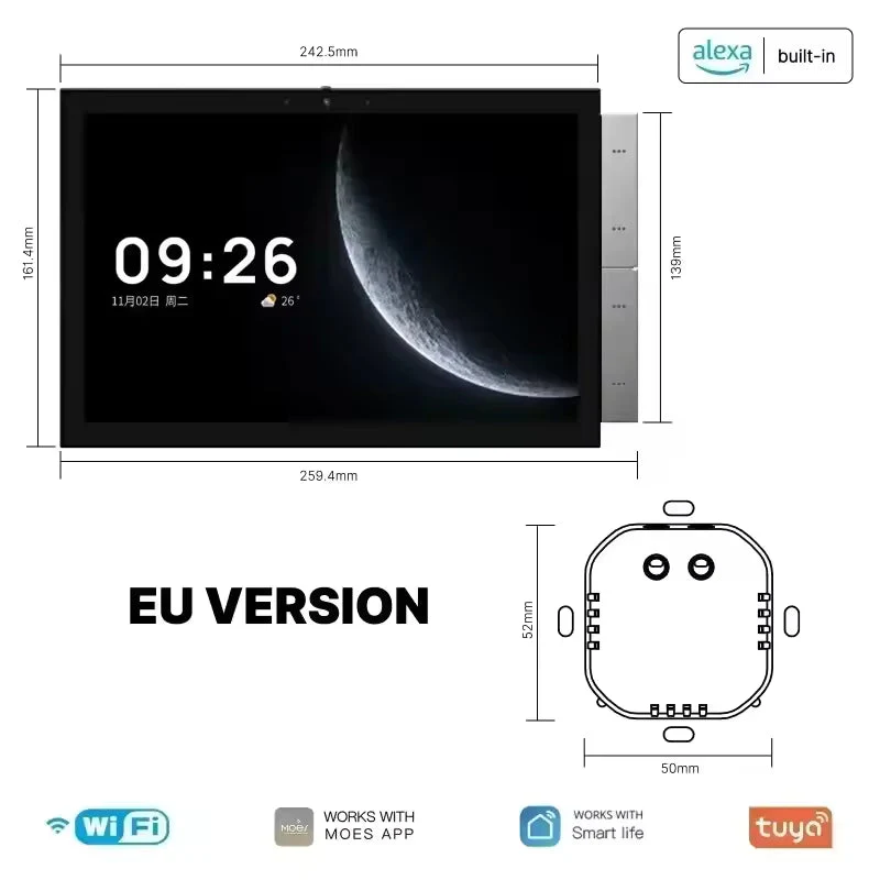 Smartify Painel Controlo 10" Tuya Smartlife WiFi c/ Hub Zigbee e Alexa
