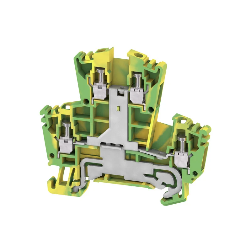 Multi-tier PE terminal, Screw connection, Green/yellow, 2.5 mm², 400 V, Connections: 4, Levels: 2, TS 35, V-0, Wemid